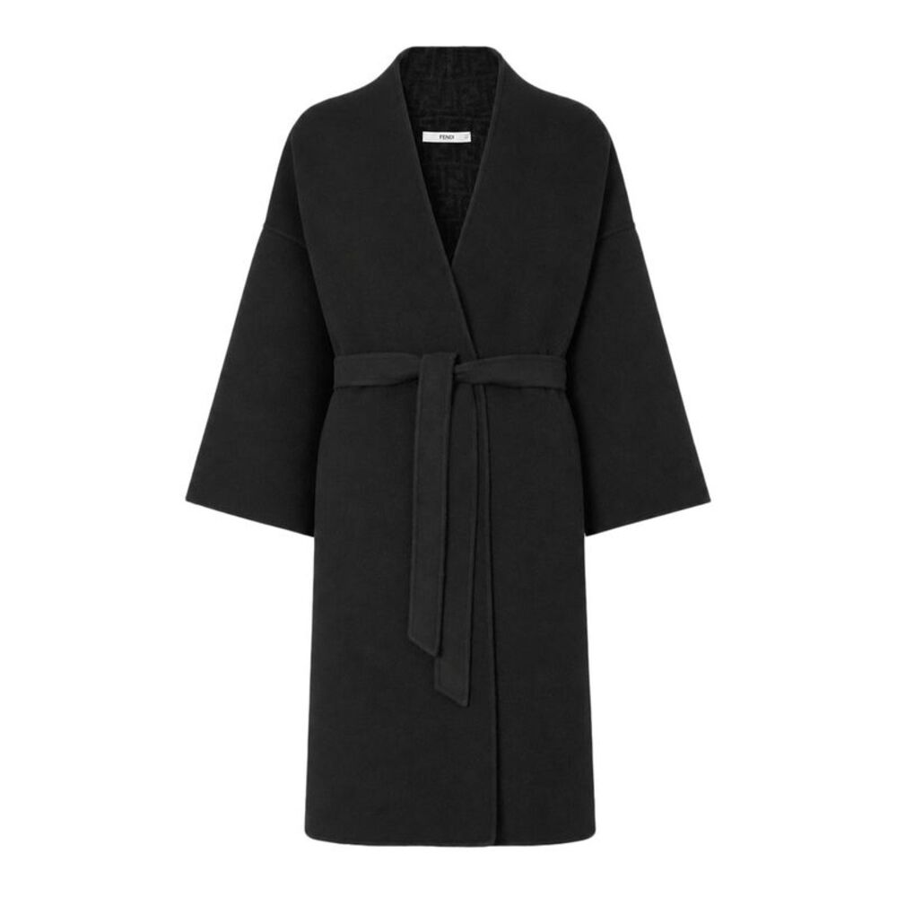 Fendi Women Ff Wool Coat With Waist Belt